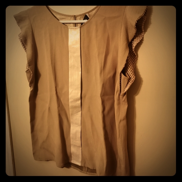 AZARA PARIS Flowy sleeves Top Tan size 40 (L/12) - Picture 1 of 11